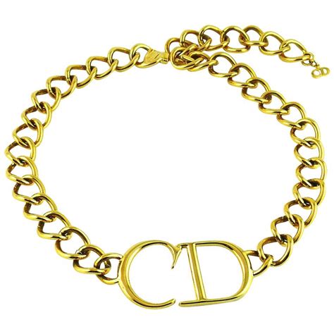 christian dior cd chain necklace|vintage Christian Dior cd necklace.